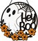 Halloween Ghost & Flowers Front Door Hanging Sign - 12" Round "Hey Boo" Wooden Welcome Wreath - Spider Web & Spooky Floral Wall Decor - Rustic Halloween Party Supplies for Home, Office, and Yard